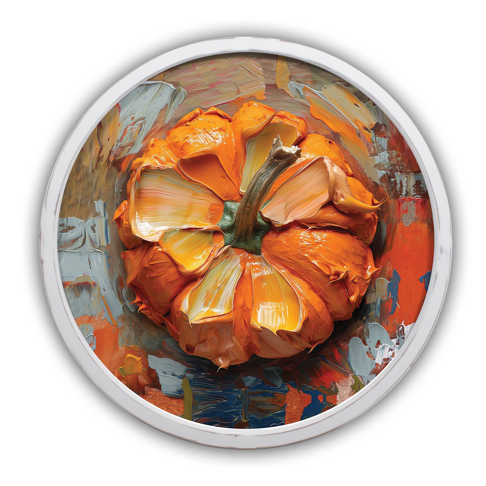 Painterly Pumpkin Top 20" x 20" Round Framed Print
